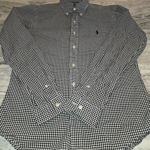 Polo Ralph Lauren Shirt Mens MEDIUM Slim Fit Black Plaid